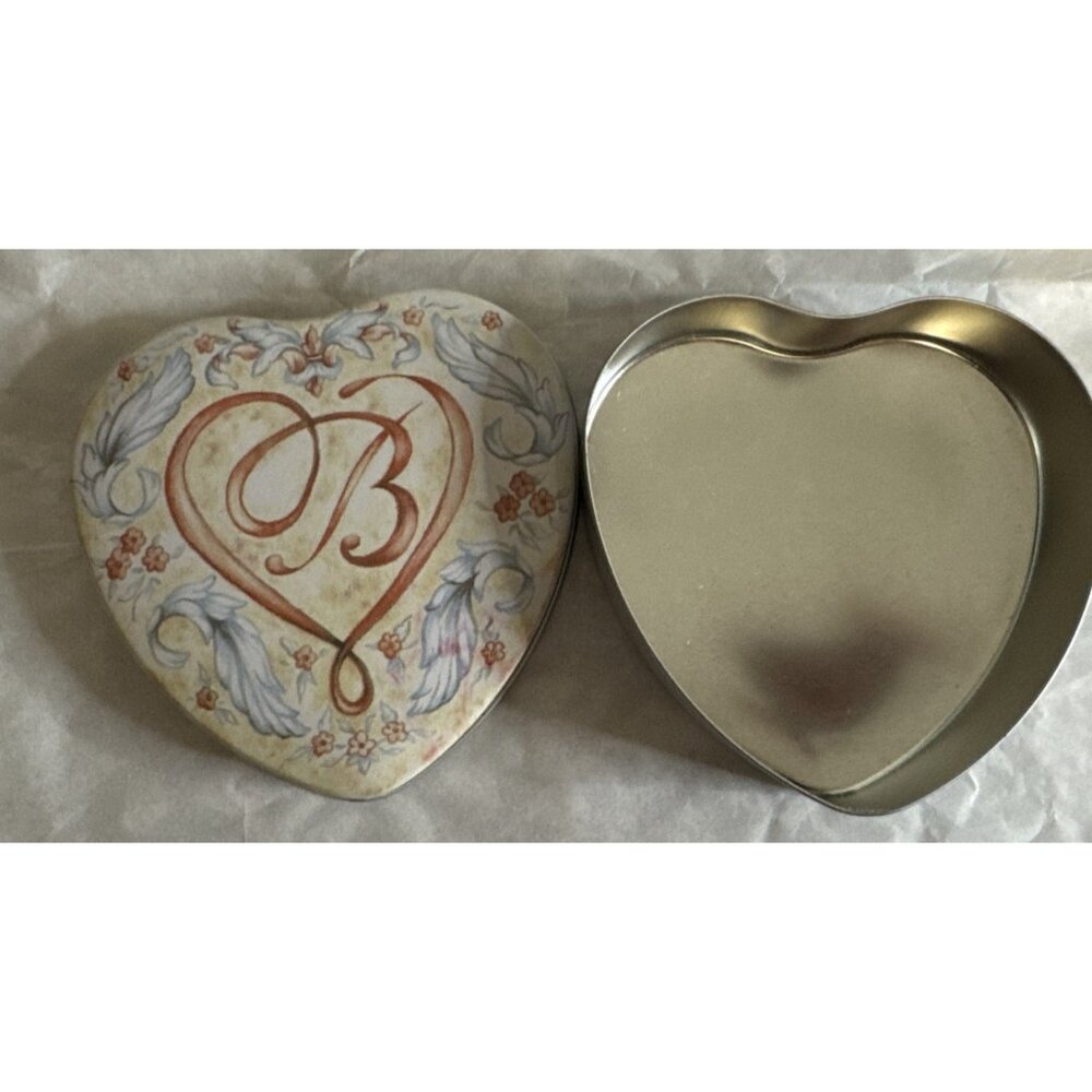 Brighton Jewelry Gift Box Metal Floral Tin Heart Empty Storage 3.5" x 3.5" NEW